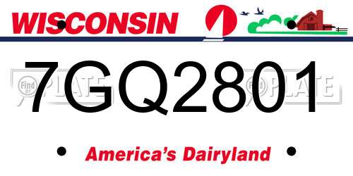 7GQ2801 Wisconsin License Plate