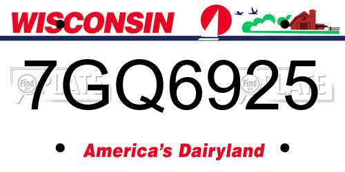 7GQ6925 Wisconsin License Plate