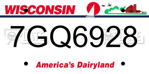 7GQ6928 Wisconsin License Plate