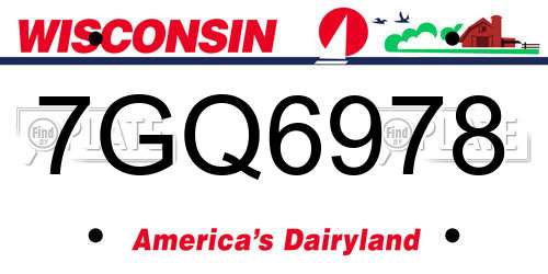 7GQ6978 Wisconsin License Plate