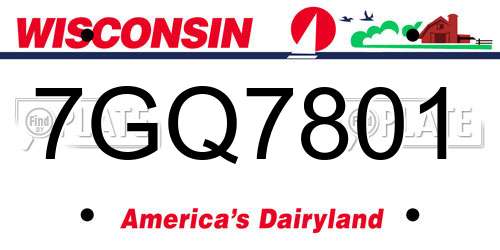 7GQ7801 Wisconsin License Plate