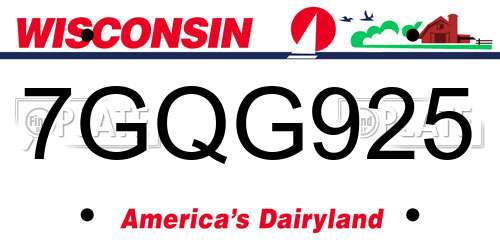 7GQG925 Wisconsin License Plate
