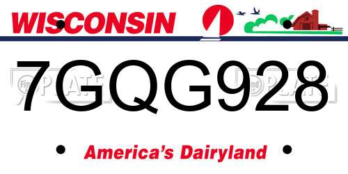 7GQG928 Wisconsin License Plate