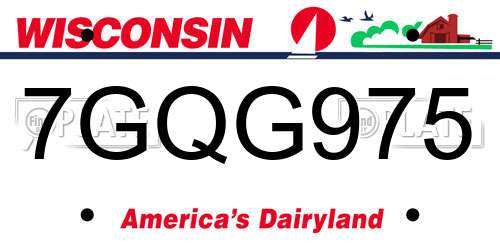 7GQG975 Wisconsin License Plate