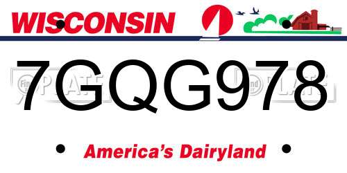 7GQG978 Wisconsin License Plate