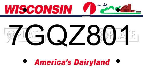 7GQZ801 Wisconsin License Plate
