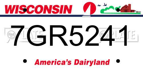 7GR5241 Wisconsin License Plate