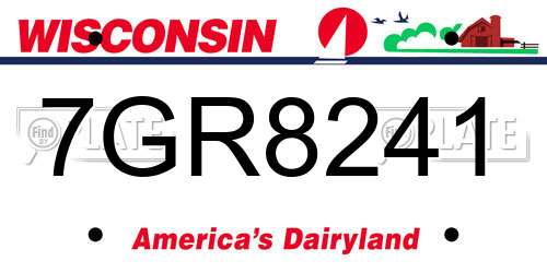 7GR8241 Wisconsin License Plate