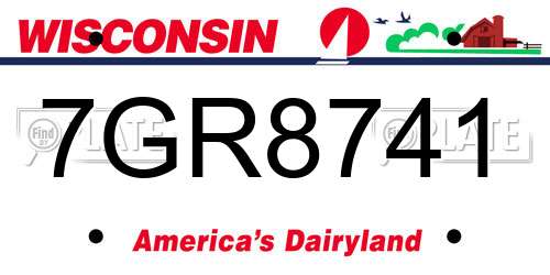7GR8741 Wisconsin License Plate