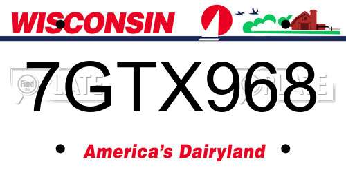 7GTX968 Wisconsin License Plate