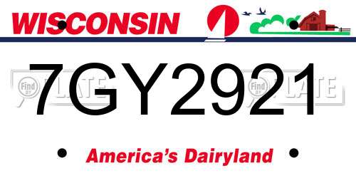 7GY2921 Wisconsin License Plate