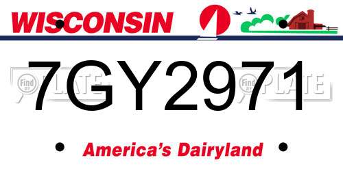 7GY2971 Wisconsin License Plate