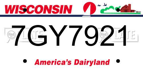 7GY7921 Wisconsin License Plate
