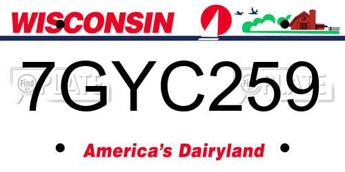7GYC259 Wisconsin License Plate