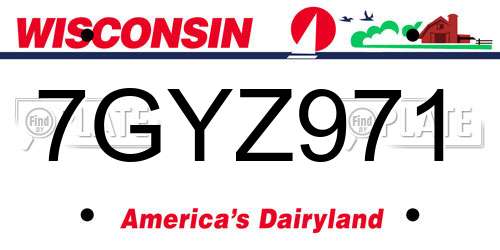 7GYZ971 Wisconsin License Plate
