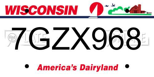 7GZX968 Wisconsin License Plate