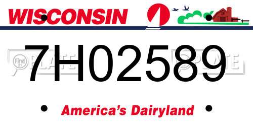 7H02589 Wisconsin License Plate