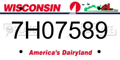 7H07589 Wisconsin License Plate