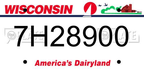 7H28900 Wisconsin License Plate