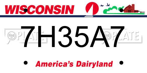 7H35A7 Wisconsin License Plate
