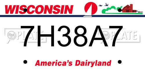 7H38A7 Wisconsin License Plate