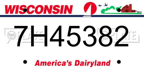 7H45382 Wisconsin License Plate