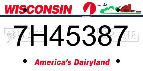 7H45387 Wisconsin License Plate