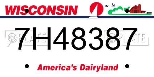 7H48387 Wisconsin License Plate