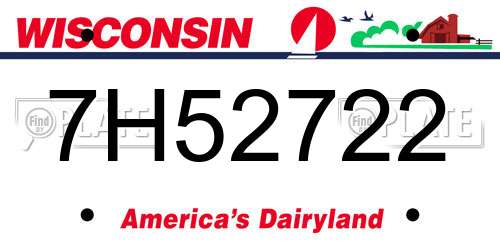 7H52722 Wisconsin License Plate