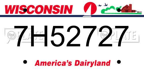 7H52727 Wisconsin License Plate