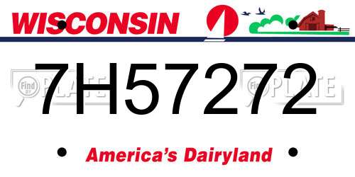 7H57272 Wisconsin License Plate