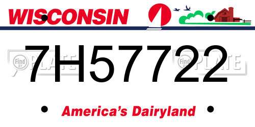 7H57722 Wisconsin License Plate