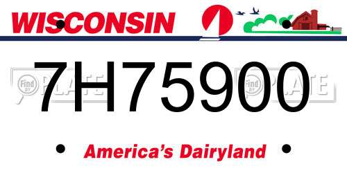 7H75900 Wisconsin License Plate