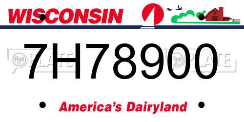 7H78900 Wisconsin License Plate