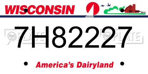7H82227 Wisconsin License Plate