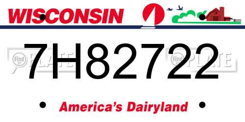 7H82722 Wisconsin License Plate