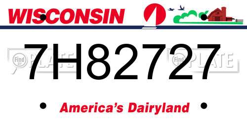 7H82727 Wisconsin License Plate