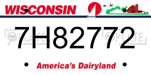 7H82772 Wisconsin License Plate