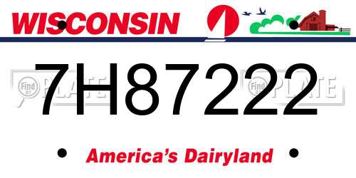 7H87222 Wisconsin License Plate