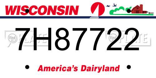 7H87722 Wisconsin License Plate