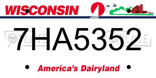 7HA5352 Wisconsin License Plate