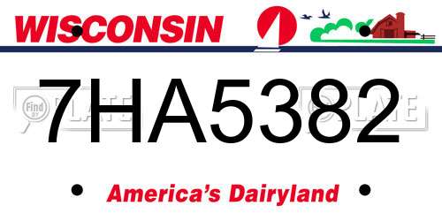 7HA5382 Wisconsin License Plate
