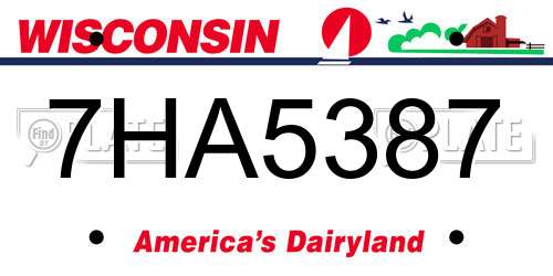 7HA5387 Wisconsin License Plate