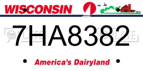 7HA8382 Wisconsin License Plate