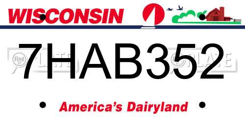 7HAB352 Wisconsin License Plate