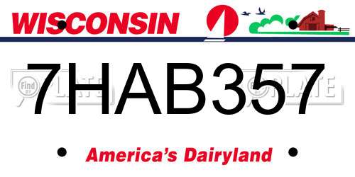 7HAB357 Wisconsin License Plate
