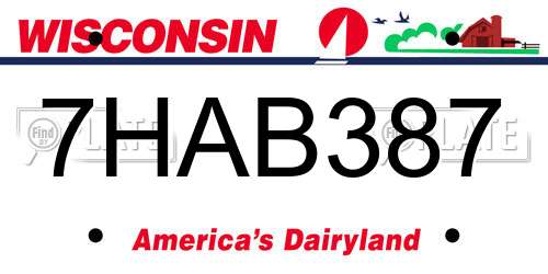 7HAB387 Wisconsin License Plate