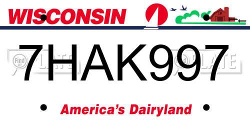 7HAK997 Wisconsin License Plate