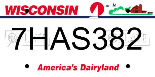 7HAS382 Wisconsin License Plate