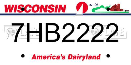7HB2222 Wisconsin License Plate